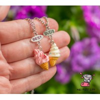 Кулон для друзей "Best Buds. Мороженое цветное рожок". Цена за набор 